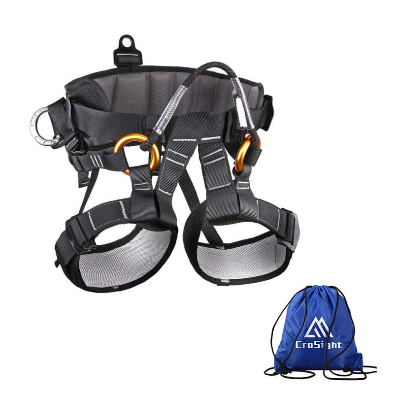 CroSight Climbing Seat Belt, Caving, Rock Climbing and Rappelling Equipment, Body Guard Protect, Rappelling Rescuing Equip, Black - Image 1